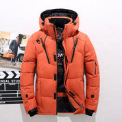 Men's Insulated Winter Parka with Stand-Up Collar and Hood Orange Jacket & Coats