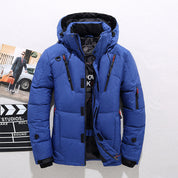 Men's Insulated Winter Parka with Stand-Up Collar and Hood Blue Jacket & Coats