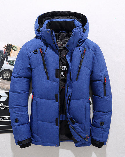 Men's Insulated Winter Parka with Stand-Up Collar and Hood Blue Jacket & Coats