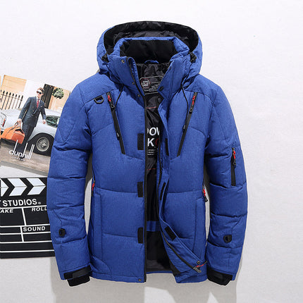 Men's Insulated Winter Parka with Stand-Up Collar and Hood Blue Jacket & Coats