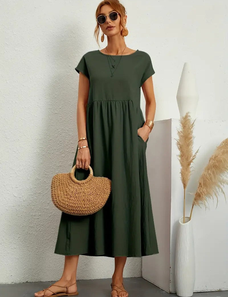 Mara - Dress with pockets Military green Dresses
