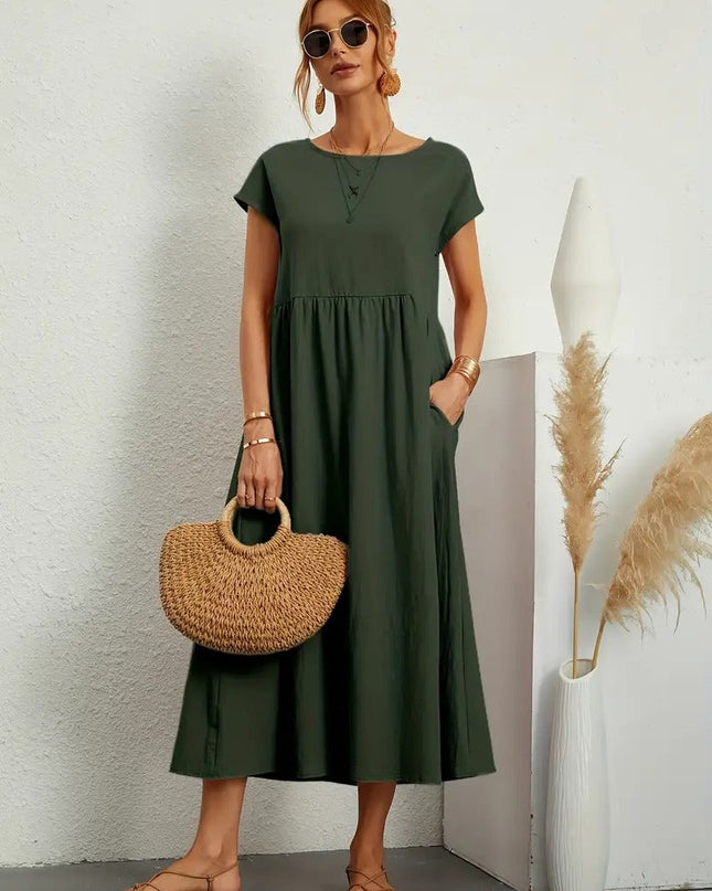 Mara - Dress with pockets Military green Dresses