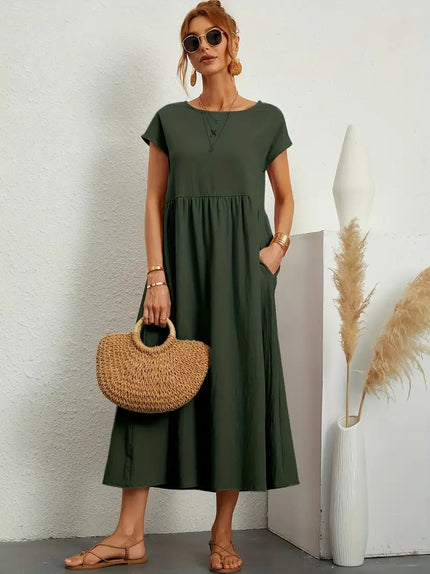 Mara - Dress with pockets Military green Dresses