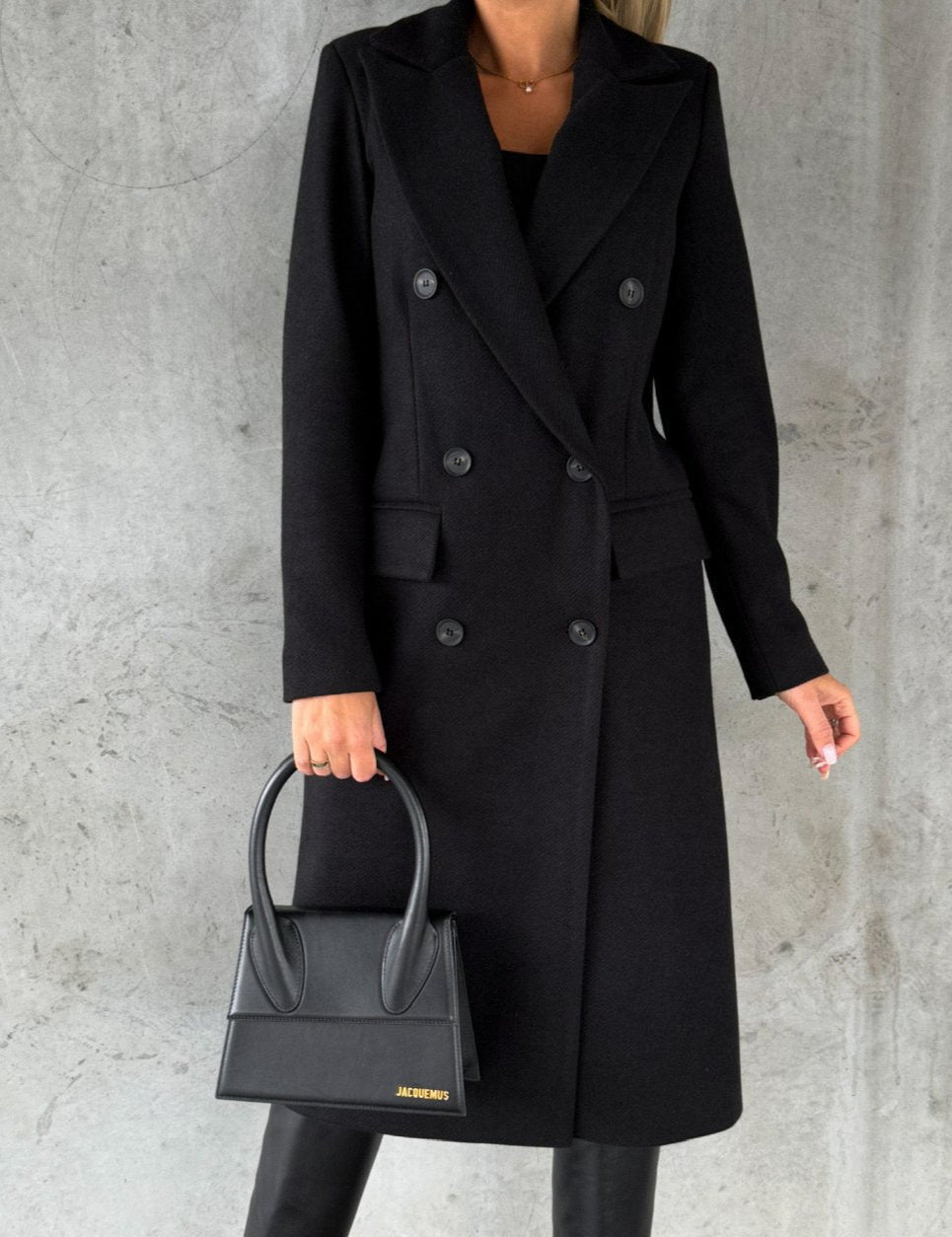 Women's Classic Wool Coat Black Wool Coat