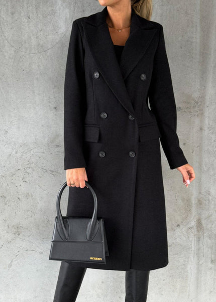 Women's Classic Wool Coat Black Wool Coat