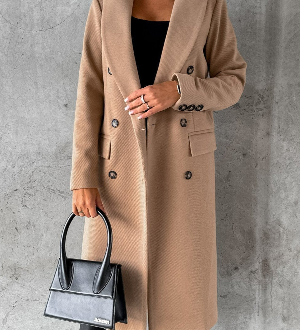 Women's Classic Wool Coat Khaki Wool Coat