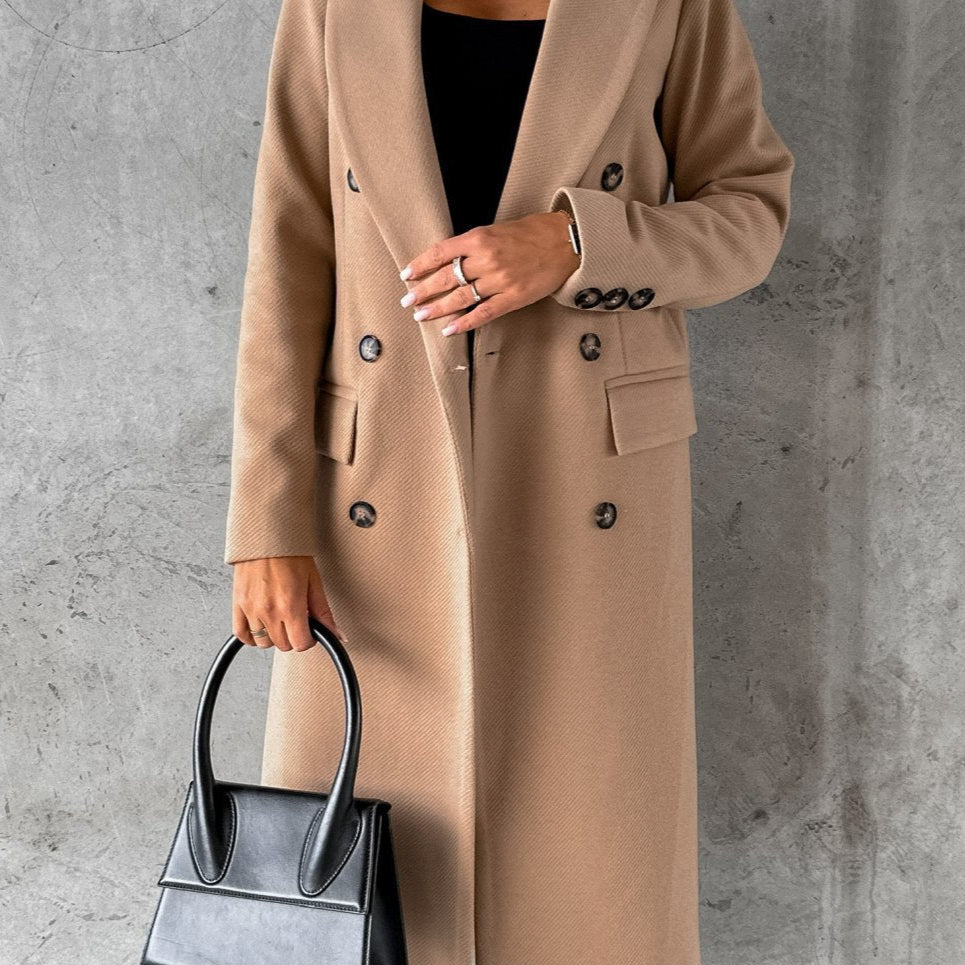 Women's Classic Wool Coat Khaki Wool Coat
