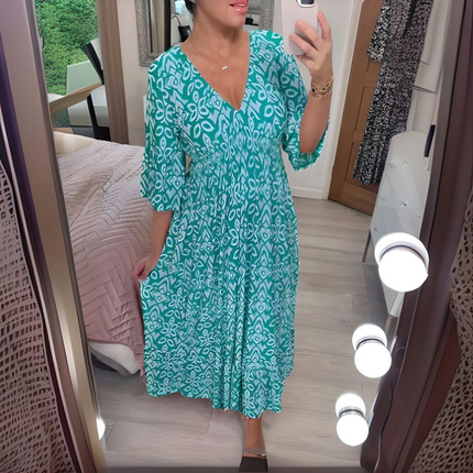 Isabella | Boho Printed Dress Aqua Blue Dresses