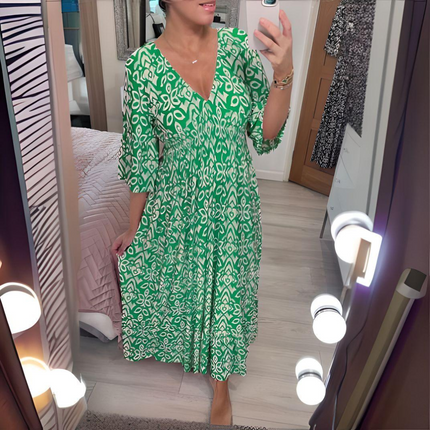 Isabella | Boho Printed Dress Green (Almost sold out) Dresses