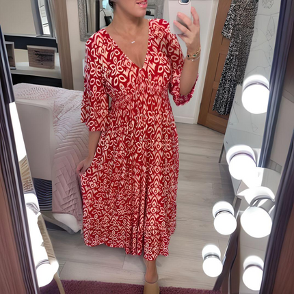 Isabella | Boho Printed Dress Red (Almost sold out) Dresses