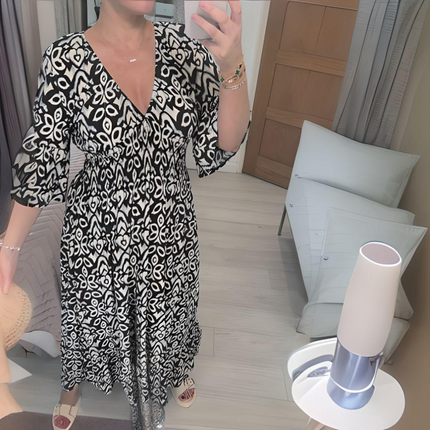 Isabella | Boho Printed Dress Light Blue Dresses