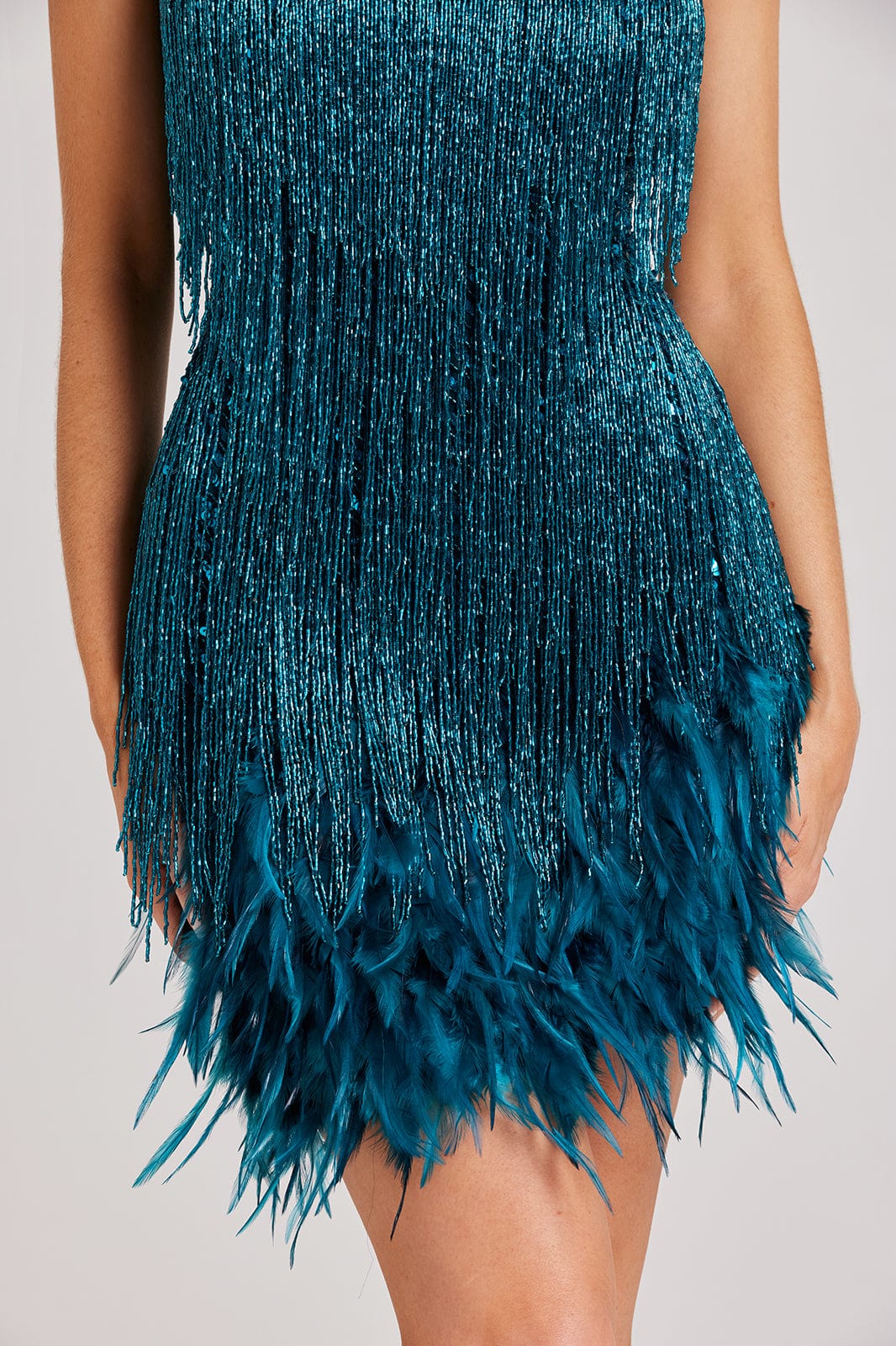Nika | Sequin Fringe Feather Dress Dresses