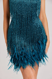 Nika | Sequin Fringe Feather Dress Dresses