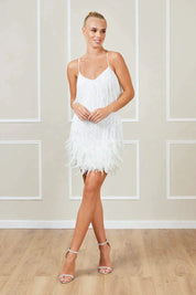 Nika | Sequin Fringe Feather Dress Dresses