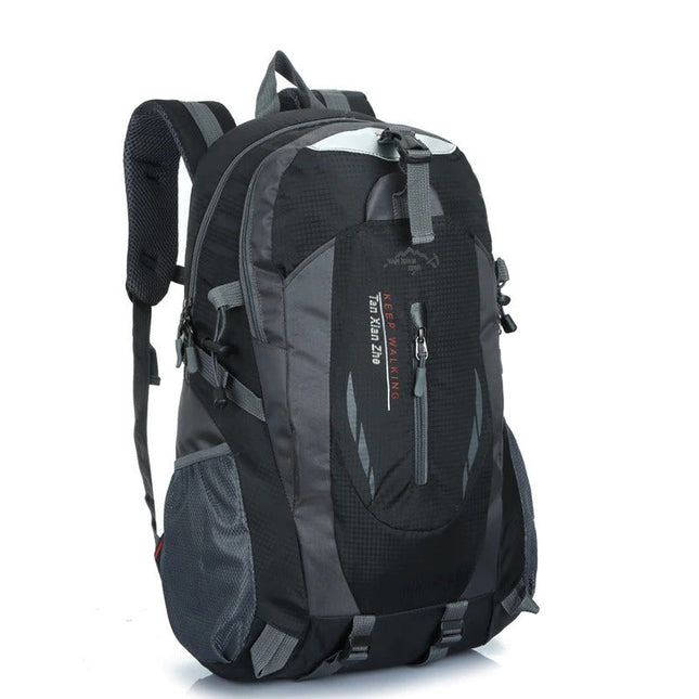 Waterproof Outdoor Travel Backpack – Multi-Compartment 40L Hiking Daypack Black Fire