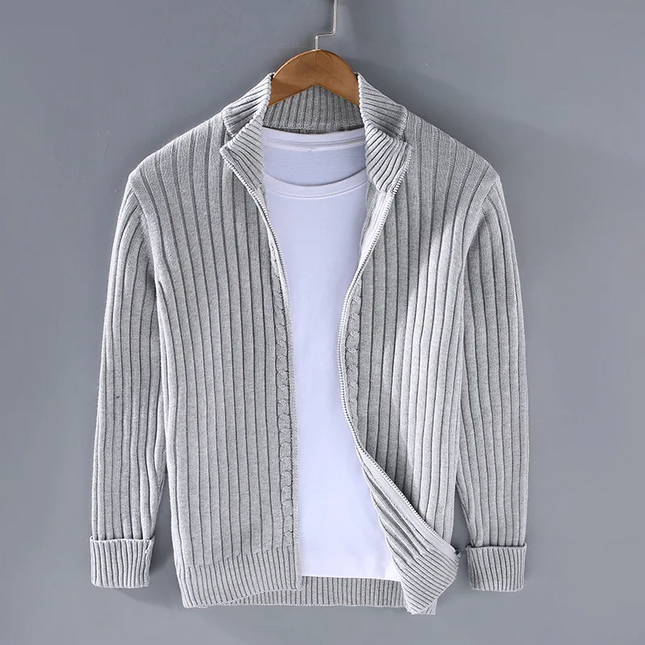 Enrick | Zipper Cardigan Light Gray