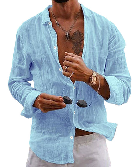 Anderson Classic Linen Shirt Blue Shirts