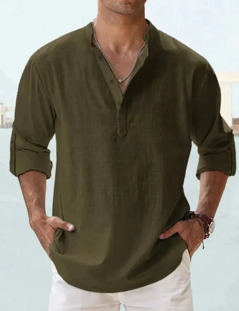 Men's Classic Linen Shirt Army green Shirts