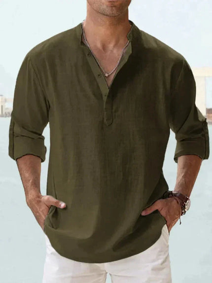 Men's Classic Linen Shirt Army green Shirts