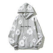 Pure Cotton Kapok Foam-Print Hoodie Sweater Grey Hoodie