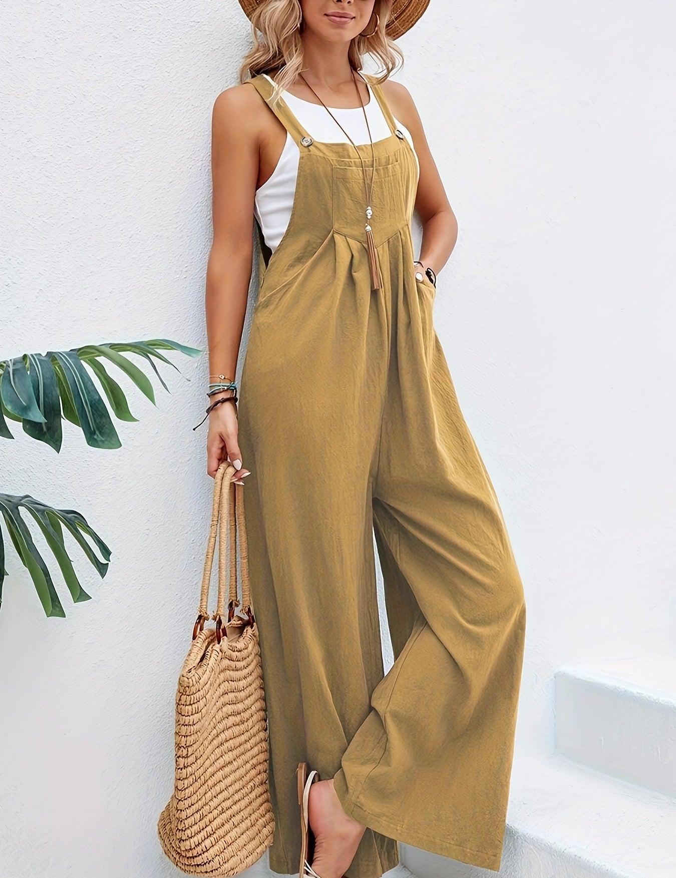 Olive | Sleeveless Jumpsuit - OKOHOKO™ FASHION
