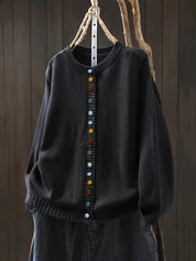 Relaxed Button Cardigan – Soft Everyday Layer Black Cardigan