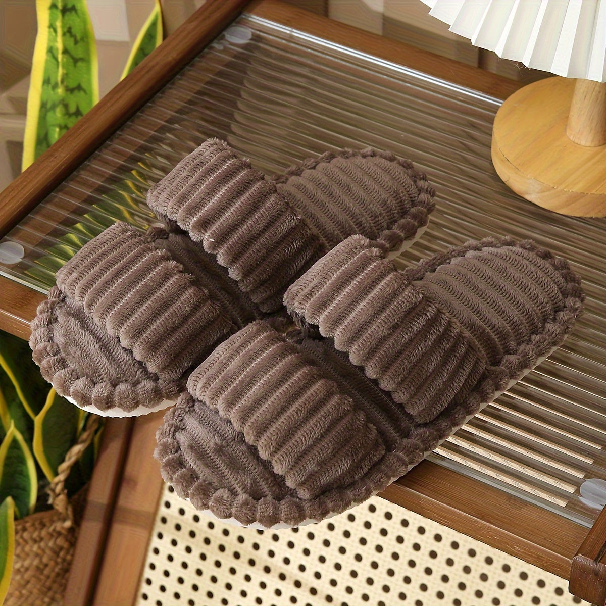 Plush Soft Slippers – Cozy Non‑Slip Home Footwear Chocolate Slippers
