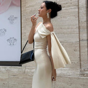 One-shoulder Ribbon Long Dress Dress