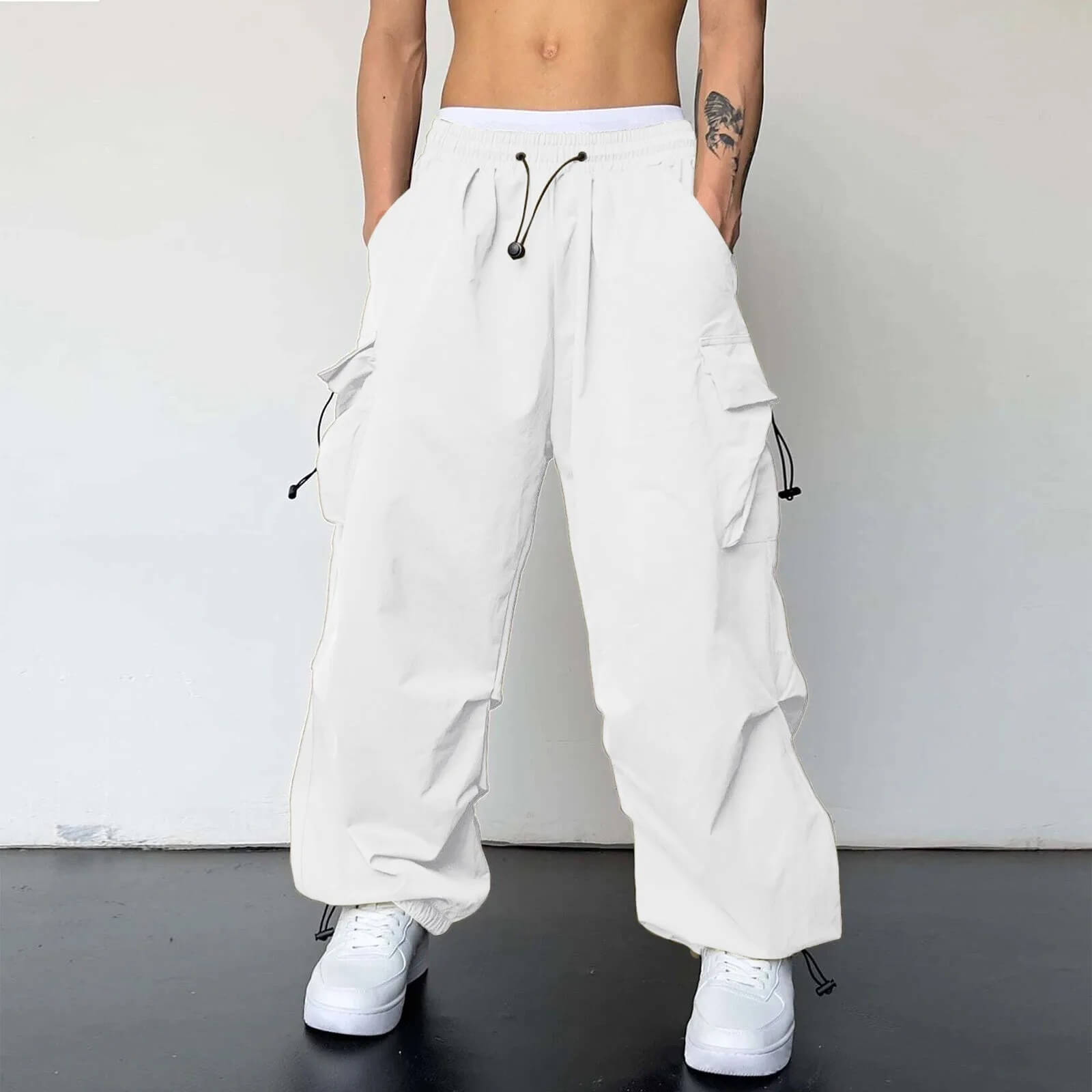 Lucas | Cargo Jogger Pants White Pants