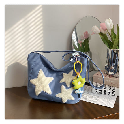 Large Capacity Versatile Crossbody Bag Blue With pendant Crossbody Bag