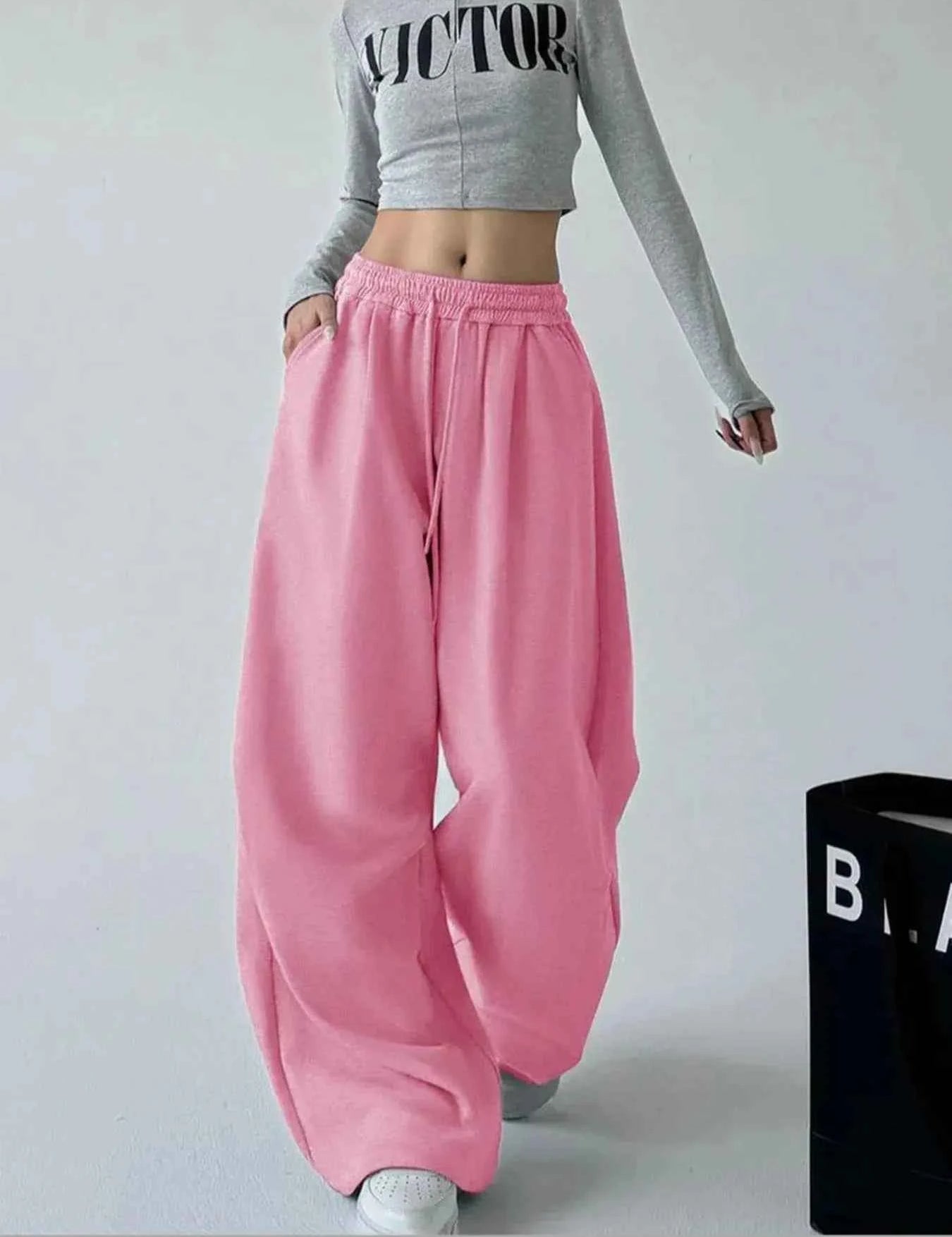 Oversized Wide Leg Drawstring Pants