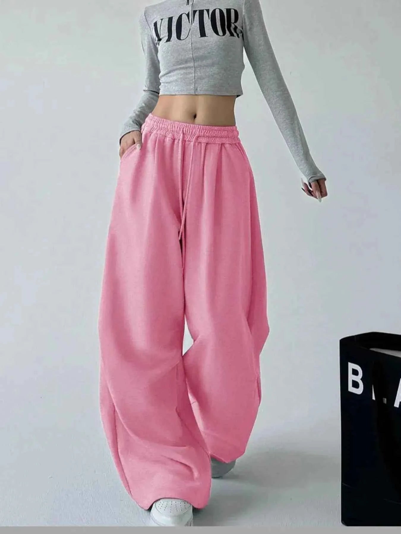 Oversized Wide Leg Drawstring Pants