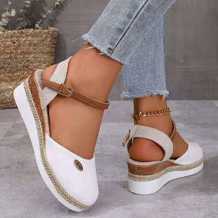 Toe Wedge Sandals for Women White Sandals