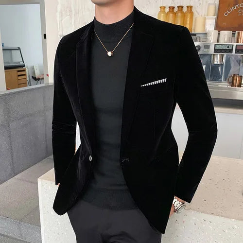 Ben | Soft-touch velvet blazer Black