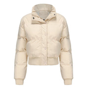 Elegant Warm Cotton Padded Short Coat Khaki Short Coat