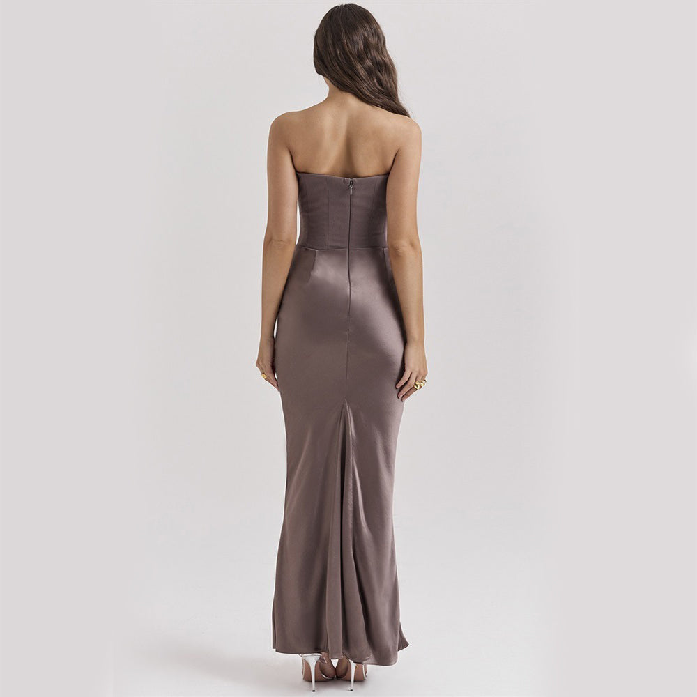 Elegant Strapless Backless Maxi Dress Dresses