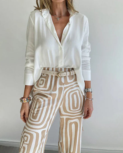 Amelia | Chic Wide-Leg Set – Blouse & Belt Included