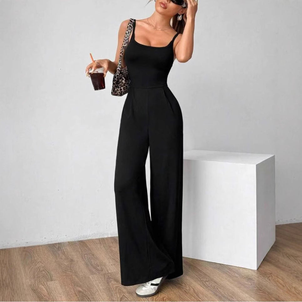 Cross Strap Backless Jumpsuit – Sleek & Comfortable for Summer L Light Gray Jumpsuit