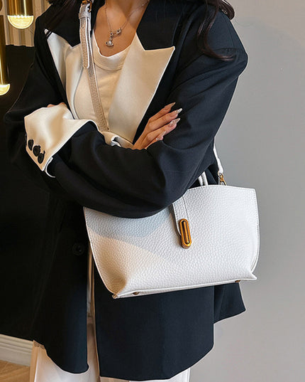 Women's Litchi Pattern Shoulder Bucket Bag – Stylish & Spacious Handbag Bag