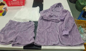 3-Piece Women’s Pajama Set | Crop Top, Shorts & Jacket Violet Women Pants