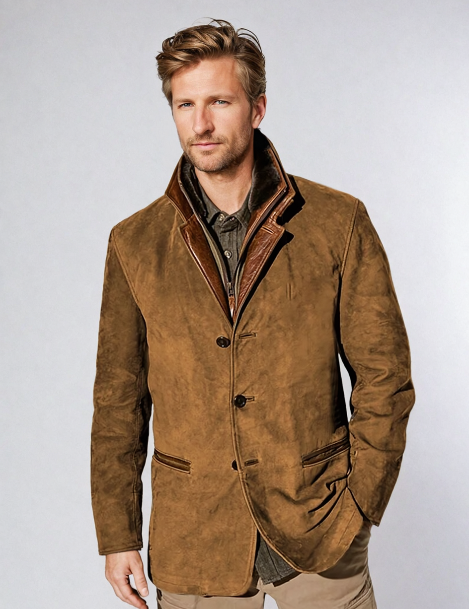 Men's Vintage Buckskin Leather Jacket Brown Vintage Buckskin Leather Jacket