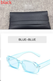 Retro Candy Color Small Frame Sunglasses With glasses bag Light blue Sunglasses