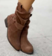 Fashion Suede Mid-Calf Western Boots Red Brown Boots