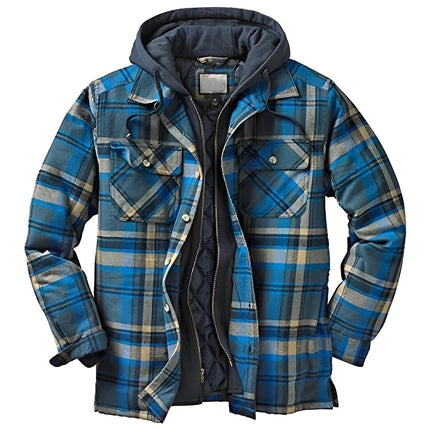 Men's Padded Hooded Jacket Blue Padded Hooded Jacket