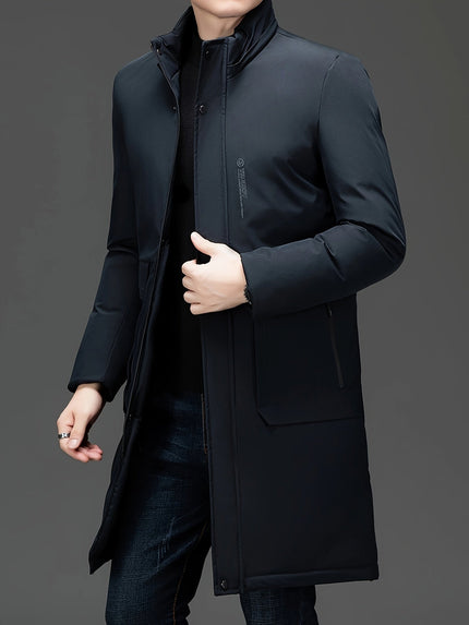 Hooded Elegant Coat Navy Blue Jacket