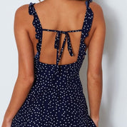 Polka Dot Strappy Side-Slit Midi Dress Dresses
