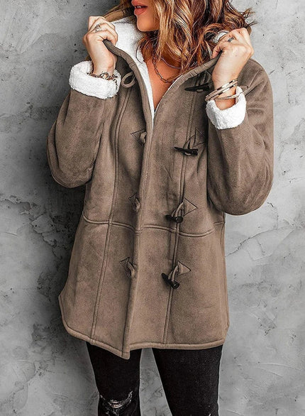 Elegant Cashmere Hooded Coat Khaki Hooded Coat