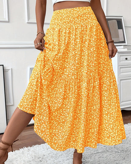 Women's Boho Floral Maxi Skirt Yellow Skirts