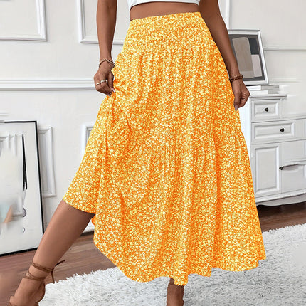 Women's Boho Floral Maxi Skirt Yellow Skirts