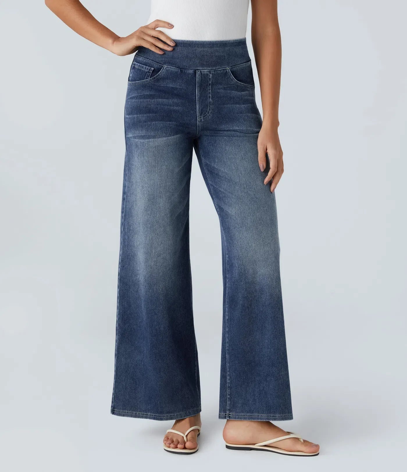 Eva | Elastic High Waist Jeans Marine Blue fashion